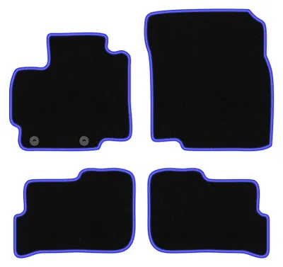 Produktbild von Velours-Fußmatten für Mitsubishi Space Star II 2013- (Schrägheck) – 4-tlg, Schwarz/Blau, passgenau – Wielganizator CARLUX