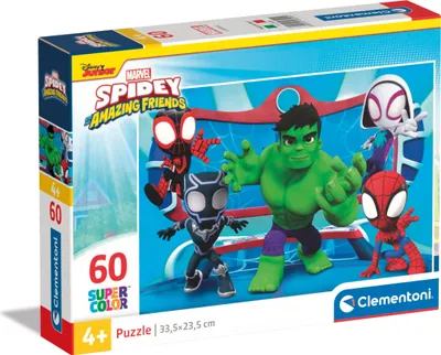 Image de Clementoni Marvel Spidey Kinder Puzzle 60 Maxi pièces - Puzzle 33,5 x 23,5 cm pour enfants à partir de 4 ans - Jeu d'adresse Spiderman Puzzle 26595