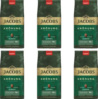Produktbild von JACOBS Kaffeebohnen Krönung Aroma-Bohnen Classic 6 x 500g ganze Bohnen geröstet