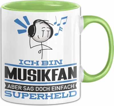 Produktbild von Musikfan Geschenk Tasse Ich Bin Musikfan Aber Sag Doch Einfach Superheld Lustige Geschenkdiee für Musikfan Kaffee-Becher (Grün)