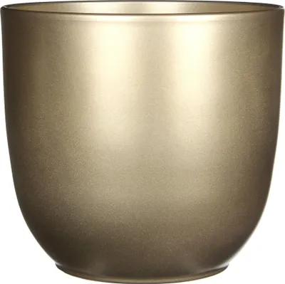 Produktbild von Blumenübertopf "Tusca" aus Keramik H 20 cm – Ø 22,5 cm Vintage-Gold - Übertopf Keramik Blumentopf Pflanztopf