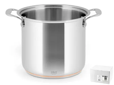 Image de H&H 18/10 Casserole en acier inoxydable et en cuivre, 22 cm