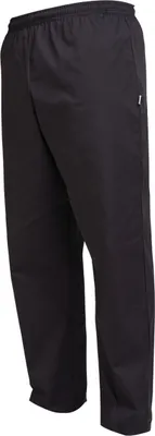 A pair of black unisex work pants.