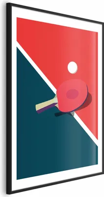Produktbild von Posterpapier Poster - Table Tennis - Ball and Racket on a Table 40x60 cm Abstrakt i-B-10056-ao-a