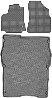 Image de Peugeot Partner II Break (2008-2018) - LOT : Tapis de sol en caoutchouc + Tapis de coffre