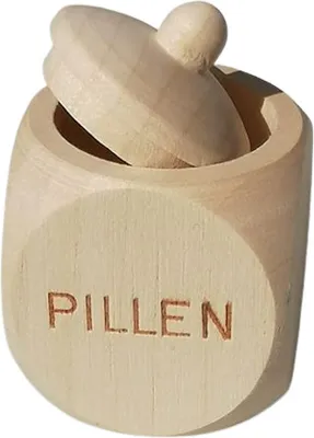 Produktbild von Holzdose, mit Schraubverschluss, Aufdruck Pillen 4 cm