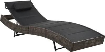 Image de Chaise longue Résine tressée et textilène Marron
