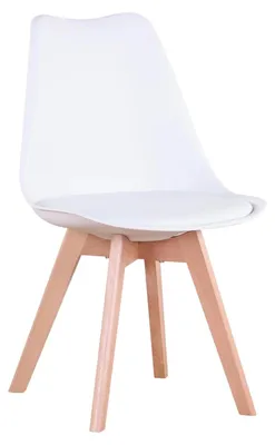 Immagine prodotto di Sedie da pranzo in stile scandinavo - Set da 4 - Pelle finta, seduta imbottita, design moderno, da montare, 82x55x48 cm - Bianco
