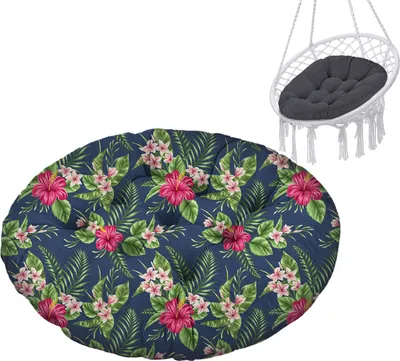 Produktbild von Hängesessel Kissen, Polster Bodenkissen für Schwenksessel, Auflage für Baumwoll Hängeschaukel, Papasansessel, Hängekorb, Hängestuhl, Durchmesser 90 cm, Palm Blumen [114]