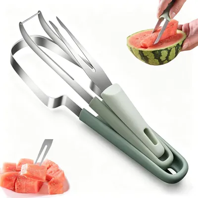 Produktbild von 3-in-1 Melonenschneider aus Edelstahl für Obst und Gemüse