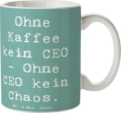 Produktbild von Mr. & Mrs. Panda Tasse Spruch CEO ohne Chaos - Meeresbrise - Geschenk, Trinkbecher, Beruf, Berufsprodukte, Kaffeebecher, Arbeitsalltag, Geschenke für Berufstätige, schöne