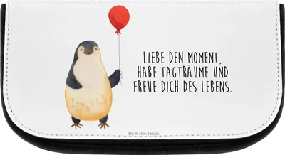 Produktbild von Mr. & Mrs. Panda schminkaufbewahrung Pinguin Luftballon - Weiß - Geschenk, kosmetiktäschchen, Kulturbeutel, Liebe, Neustart, Geschenkidee, kulturtäschchen, Glück