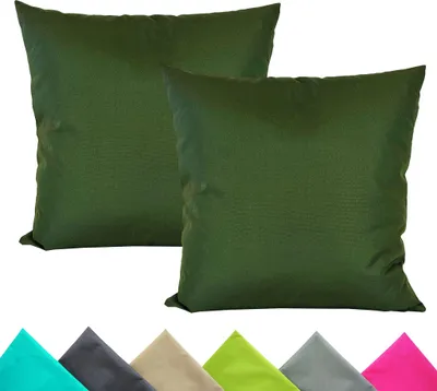 Produktbild von JACK 2er Set 40x40cm Outdoor Kissenhülle Kissenbezug Wasserfest Sitzkissen Lounge Kissen Garten Stuhl Lotus Effekt, Farbe:Oliv