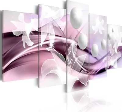 Produktbild von Modernes Wandbild b-A-0226-b-p (150x75) - 5 Teilig Bilder Fotografie auf Vlies Leinwand Foto Bild Dekoration Wand Bilder Kunstdruck ABSTRAKT BLUMEN KUGEL