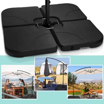 Image de Clanmacy Support pour parasol Support pour parasol 4 plaques Poids remplissable jusqu'à 80 kg Poids du parasol Support pour parasol Plaques de lestage Plastique