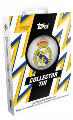 Image de THE LATEST TIN: Topps Real Madrid Collector Tin 2025/26 – 2 NUMBERED CARDS