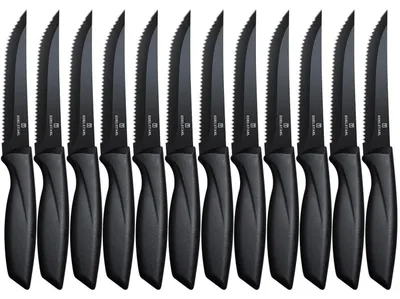 Produktbild von Steakmesser Set 12-teilig Edelstahl Spülmaschinenfest Schwarz