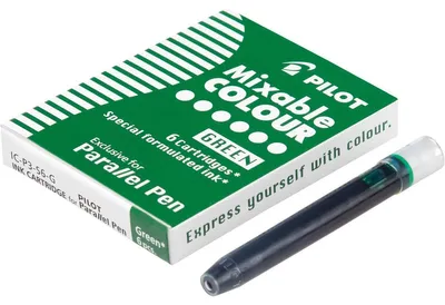 Obrázok produktu pre Súprava 6 atramentových náplní PILOT Parallel Pen - na kaligrafiu, farba zelená