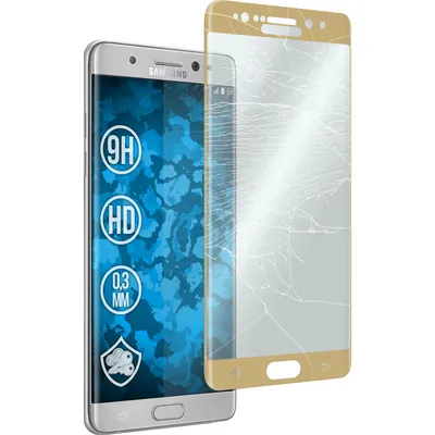 Produktbild von 1er-Pack PhoneNatic Glas-Folie klar full-screen mit abgerundeten Ecken gold kompatibel mit Samsung Galaxy Note FE - Panzerglas für Galaxy Note FE