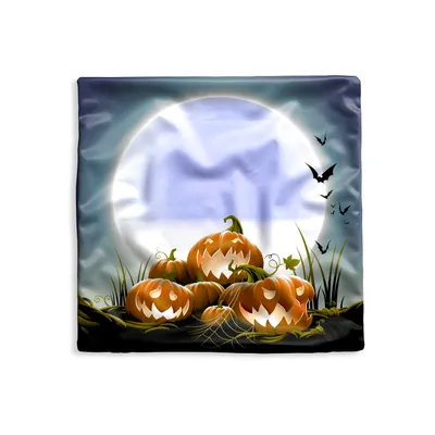 Obrázek produktu pro MuchoWow® Povlak na polštář - 50x50 - Ilustrace usmívajících se dýní během Halloweenu - Dekorační povlak na polštář
