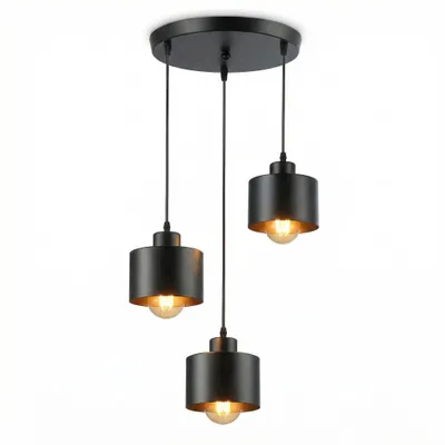 Produktbild von Pendelleuchte 3-flammig Schwarz E27 Metall – Moderne Hängelampe Rund für Esszimmer & Küche, Industrial Design, Höhenverstellbar