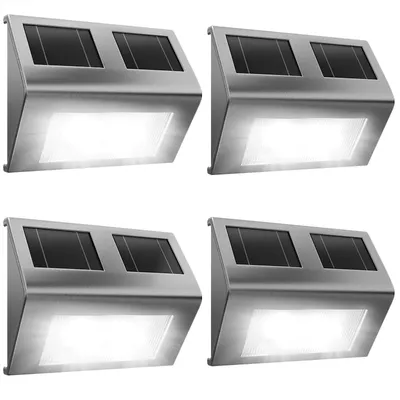 Immagine prodotto di DEUBA® 4x Lampada da Parete a LED a Energia Solare con Sensore Crepuscolare da Giardino Impermeabile Esterno Vialetto