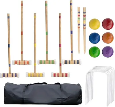 Imagen del producto de Juego de croquet, set de croquet para adultos, para 6 jugadores, ideal para jugar al aire libre