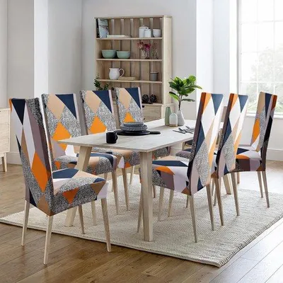 Immagine prodotto di Coprisedili elasticizzati Famanu, confezione da 6 pezzi - Motivo geometrico arancione