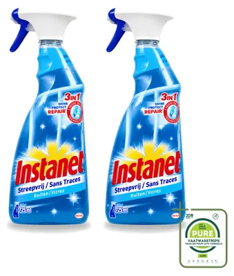 Produktbild von 2 x Instanet Glasreiniger - 3-in-1 Spray - 725 ml - Großpackung - 2 Stücke