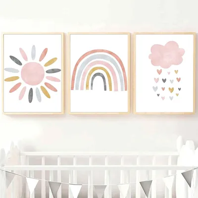 Produktbild von Set von 3 Kinderzimmer Postern, Boho, 21x30 cm, Wanddekoration für Jungen und Mädchen