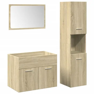 Produktbild von vidaXL 3-tlg. Badmöbel-Set Sonoma-Eiche Holzwerkstoff
