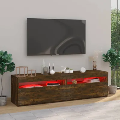 Produktbild von The Living Store TV-Schrank mit LED-Leuchten 2 Stk. Räuchereiche 75x35x40 cm