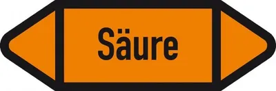 Produktbild von Aufkleber I Rohrleitungsetikett Säure, DIN 2403, orange/schwarz, ab Ø 90mm, 3...