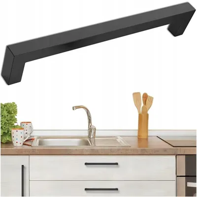 Zdjęcie produktu dla Uchwyt meblowy krawędziowy 320 mm, metalowy, czarny mat