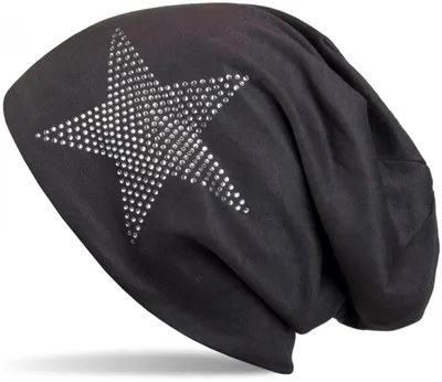 Produktbild von Klassische Uni Beanie-Mütze mit Stern-Strass-Applikation