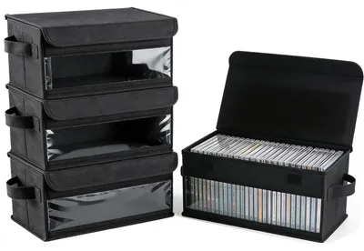 CD-Aufbewahrungsbox mit Sichtfenster, 4 Stück, Schwarz