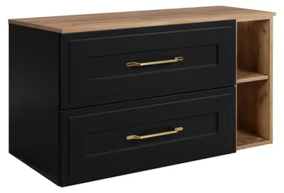Immagine prodotto di Set di mobili da bagno, nero / rovere Craft, 100 (80 + 20) x 46 x 58 cm, 3 colori di maniglie tra cui scegliere
