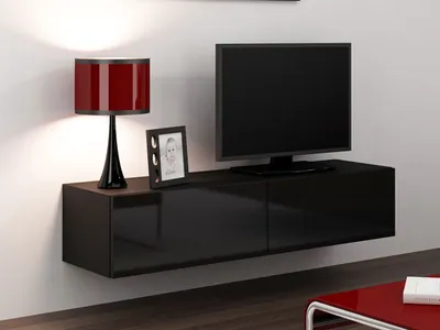 Obrázok produktu pre Televízny stolík 140 cm ASHTON - čierny / lesklý čierny