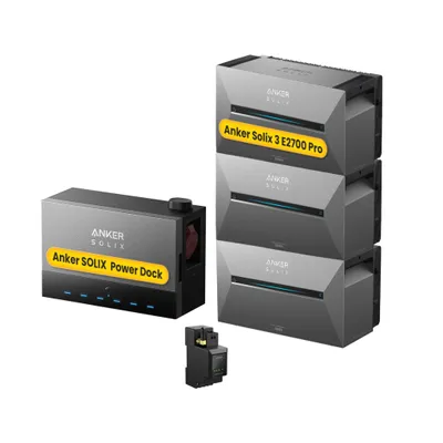 Produktbild von Powerness® Balkonkraftwerk mit Speicher, Anker Multisystem SOLIX Solarbank Power Dock mit 3x Solarbank 3 E2700 Pro und Anker Smart Meter