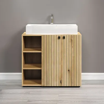Image de PureBliss meuble sous lavabo avec lavaboReproduction chêne.
