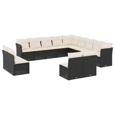 Immagine prodotto di vidaXL Set di divani da giardino da 13 pezzi con cuscini in polirattan nero