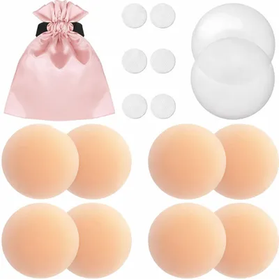 Produktbild von Damen 8 x Silikon Nippel Cover 85 mm – Selbstklebende Pads - Abdeckung – Wiederverwendbar - Waschbar - Ultra Dünn - Kleider, Tops, trägerslose Outfits