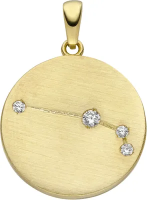 Produktbild von Anhänger Sternzeichen Widder mit 4 Zirkonia 333 Gold Gelbgold matt Halsschmuck