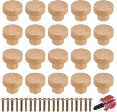 Produktbild von Holzmöbel Knöpfe Set, Schrank Knöpfe, Schubladen Knöpfe, Holz Knöpfe Kabinett Grabt Möbel Griffe für Caser, Laden, Dressor, Möbel, einschließlich Schrauben - 35mm