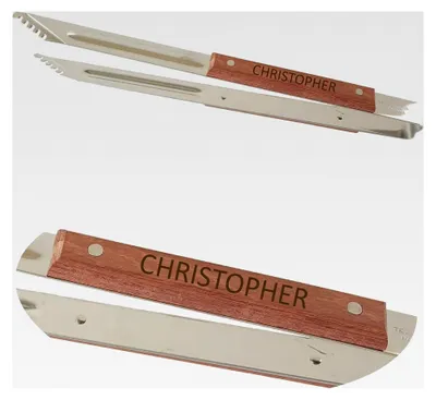 Produktbild von Grillzange mit individueller Gravur – Personalisiertes Grillbesteck – Geschenke für Männer – Geburtstagsgeschenke – Vatertagsgeschenk