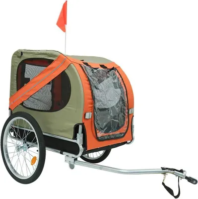 Zdjęcie produktu dla Przyczepka rowerowa dla psów - Składana - Transport zwierząt - Uniwersalna mocowanie do roweru - Pojemność 40 kg - Czerwono-czarna