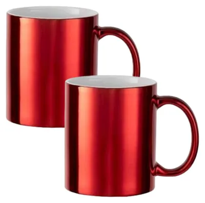 Produktbild von Plottermarie Sublimationsrohlinge Sublimations-Tassen für personalisierte Geschenkideen – Sublimationsrohlinge, Fotogeschenke, Personalisierung & DIY Glanz Tassen Subli Red 2er Set