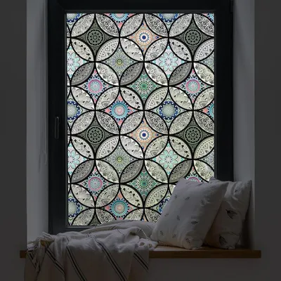Zdjęcie produktu dla Folia okienna Raamfolie – folia zapewniająca prywatność – do dekoracji i zabezpieczenia – bez kleju, statyczna – 60 x 200 cm – kolorowe szkło