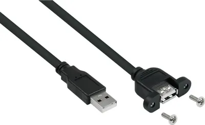 Produktbild von Alcasa UK20P-AEA-005S, 0,5 m, USB A, USB A, USB 2.0, 0,48 Gbit/s, Schwarz