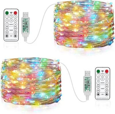Zdjęcie produktu dla Światełka LED do dekoracji – zestaw 2 sztuki – 10 metrów – 100 diod LED – zasilanie USB – wodoodporne – 8 trybów – idealne na imprezy i wesela